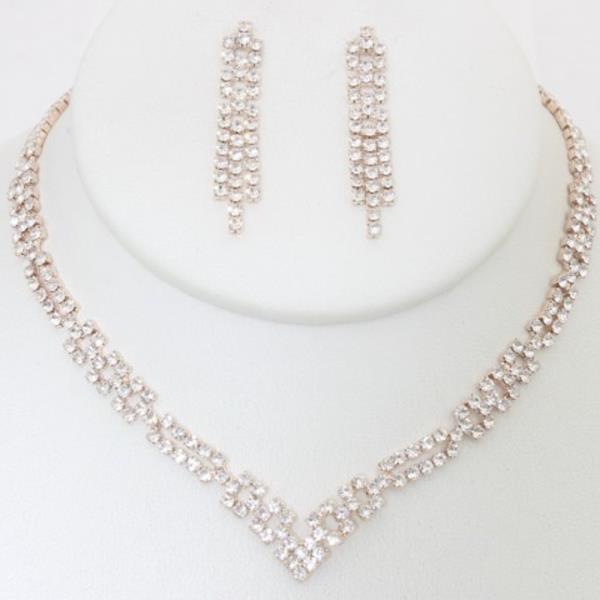 V SHAPE RHINESTONE NECKLACE