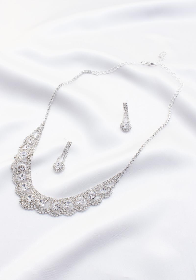 SCALLOP EDGE RHINESTONE BRIDAL NECKLACE