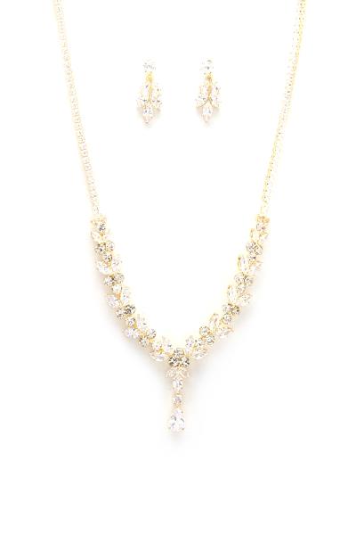 LEAF RHINESTONE NECKLACE