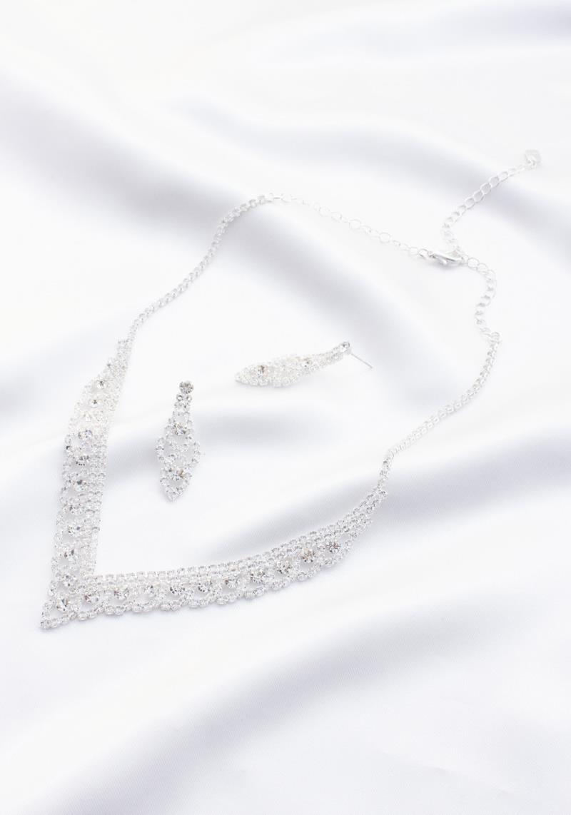 V SHAPE RHINESTONE BRIDAL NECKLACE