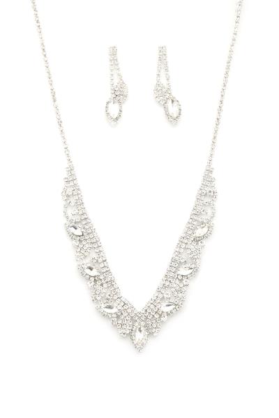 MARQUISE V SHAPE CRYSTAL BRIDAL NECKLACE