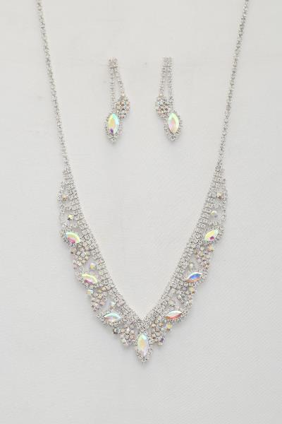 MARQUISE V SHAPE CRYSTAL BRIDAL NECKLACE