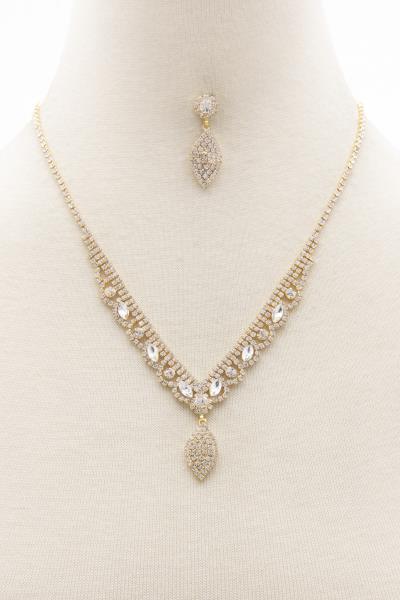 MARQUISE SHAPE RHINESTONE NECKLACE