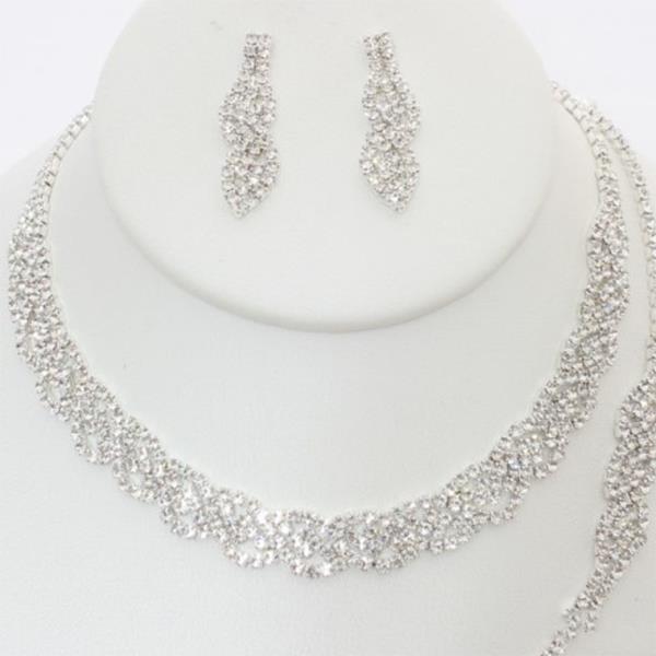 RHINESTONE BRACELET NECKLACE SET