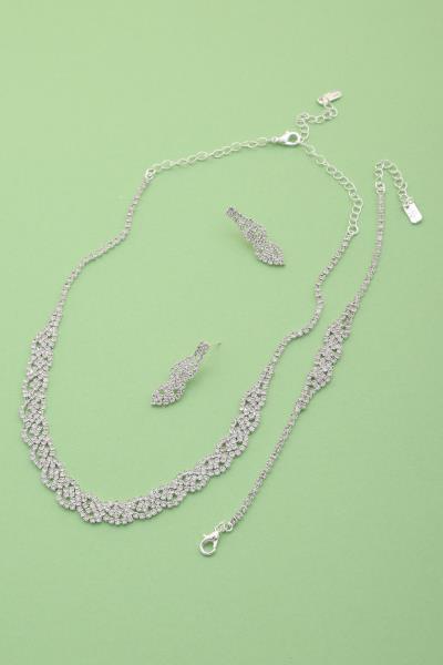 RHINESTONE BRACELET NECKLACE SET