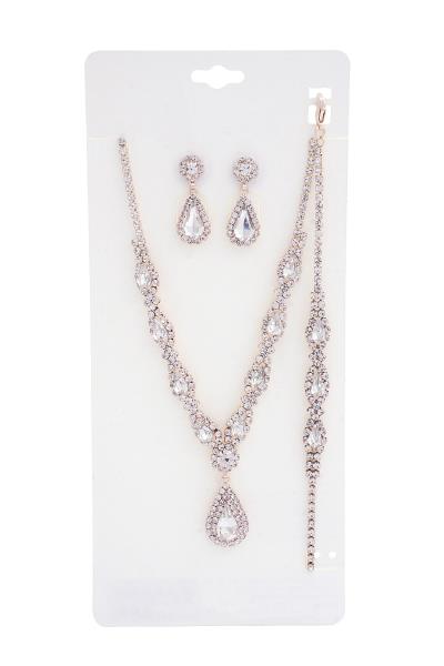 TEARDROP RHINESTONE NECKLACE AND BRACELET SET