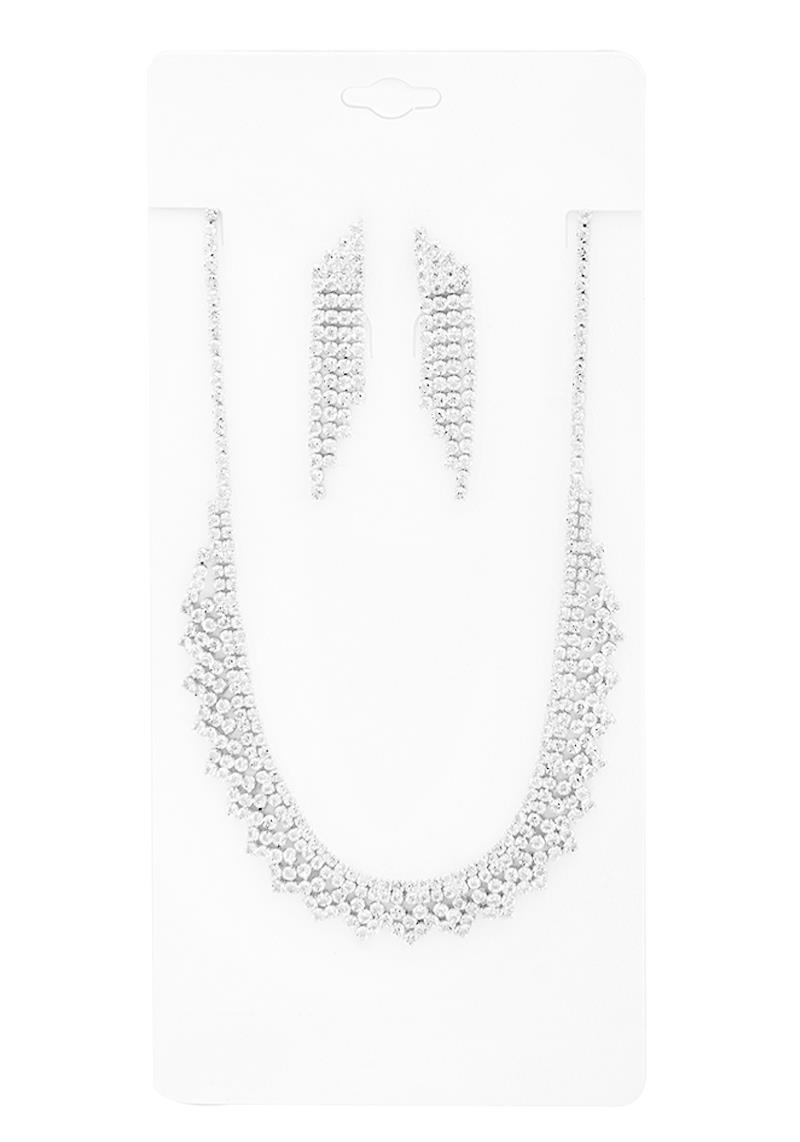 FASHION BRIDAL RHINESTONE DESIGN NECKLACE EARRING SET