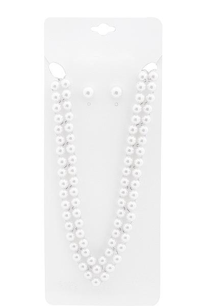 PEARL BEAD NECKLACE AND EARRING SET