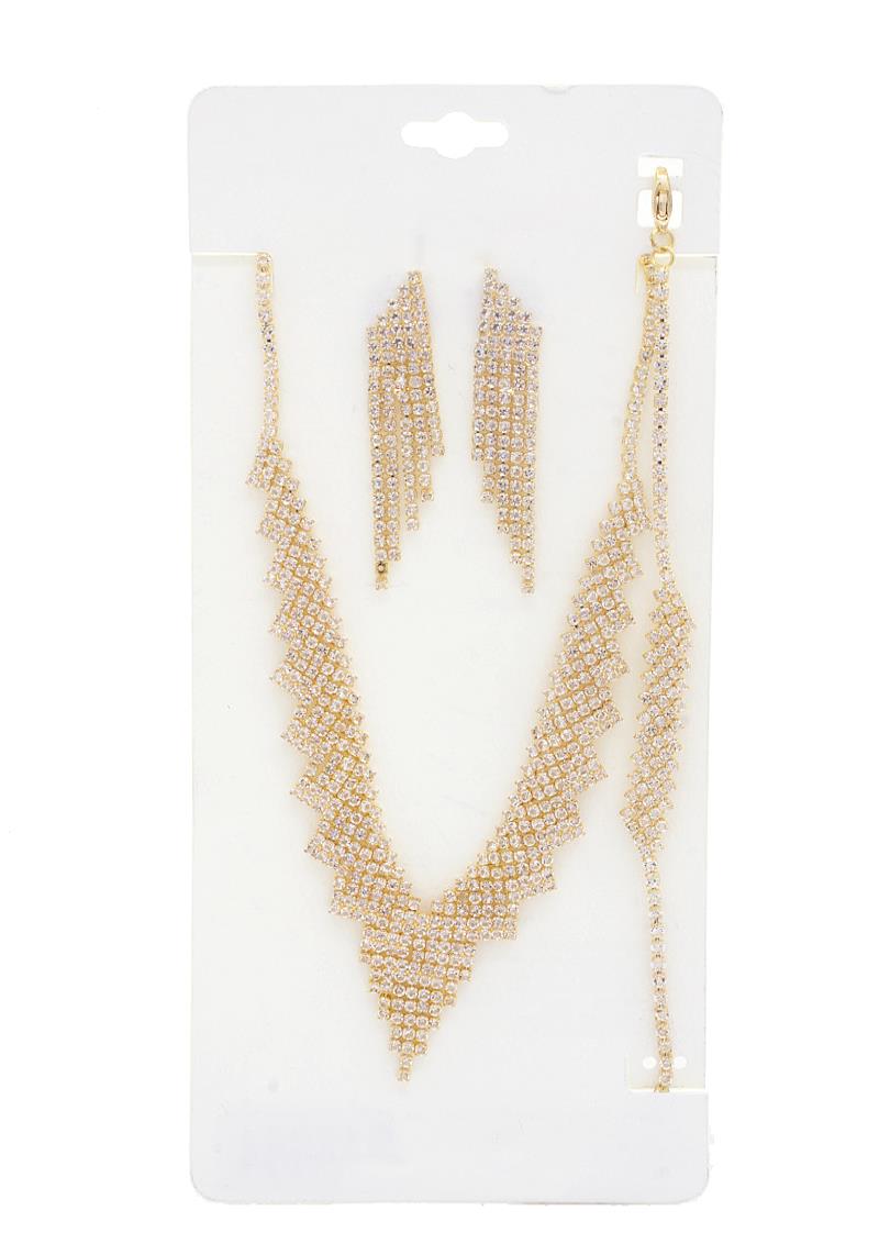 V SHAPE RHINESTONE NECKLACE