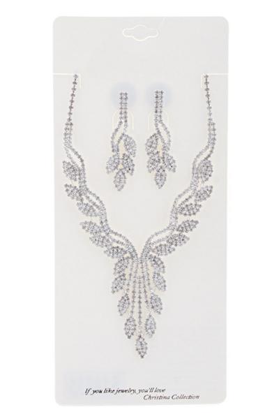 BRIDAL CRYSTAL RHINESTONE NECKLACE EARRING SET