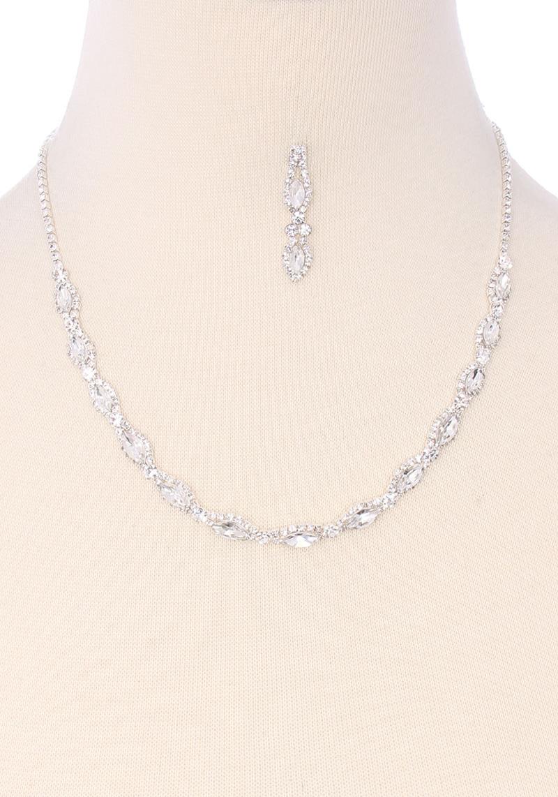 BRIDAL CRYSTAL RHINESTONE STATEMENT NECKLACE EARRING SET