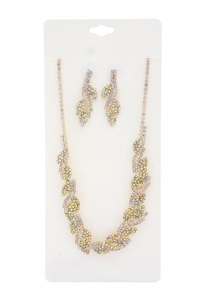 BRIDAL CRYSTAL RHINESTONE NECKLACE EARRING SET
