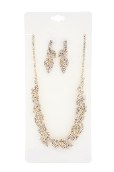 BRIDAL CRYSTAL RHINESTONE NECKLACE EARRING SET
