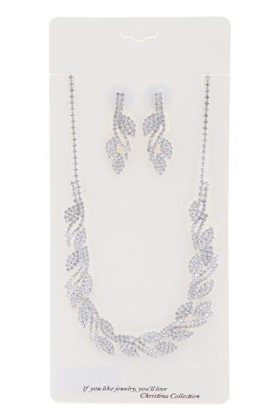 BRIDAL CRYSTAL RHINESTONE NECKLACE EARRING SET