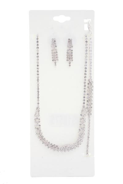 RHINESTONE BRACELET NECKLACE SET