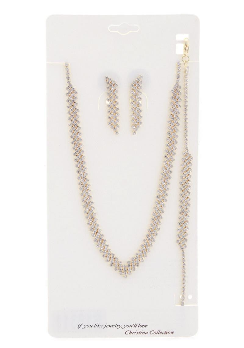 BRIDAL CRYSTAL RHINESTONE NECKLACE EARRING BRACELET SET