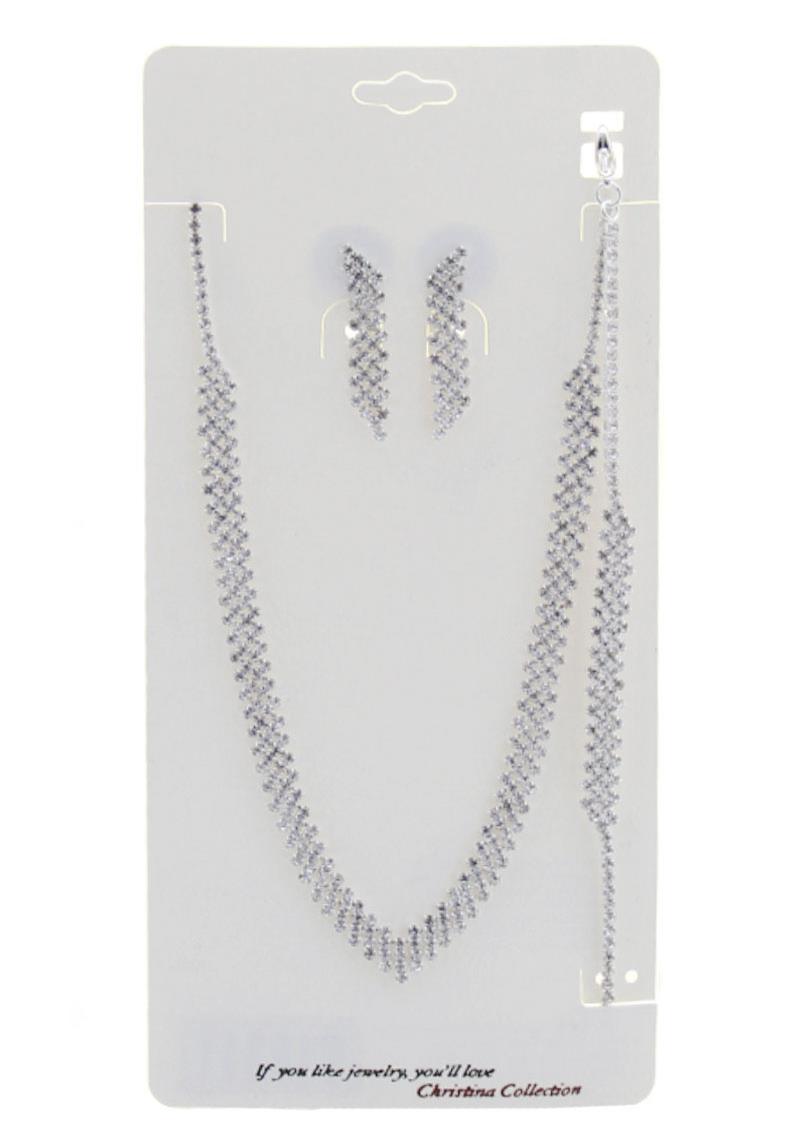 BRIDAL CRYSTAL RHINESTONE NECKLACE EARRING BRACELET SET