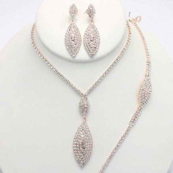 ELEGANT MARQUISE RHINESTONE BRACELET NECKLACE SET