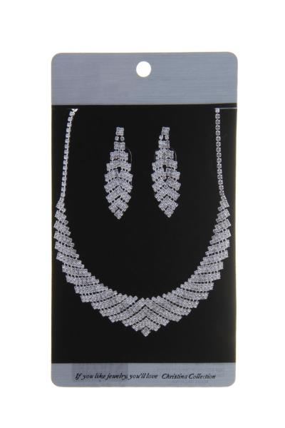 BRIDAL CRYSTAL RHINESTONE NECKLACE EARRING SET