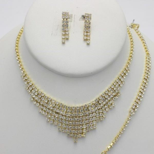 RHINESTONE NECKLACE BRACELET SET