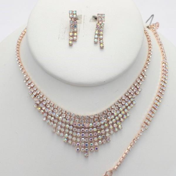 RHINESTONE NECKLACE BRACELET SET