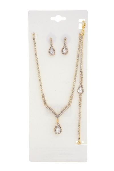 TEARDROP SHAPE RHINESTONE NECKLACE SET