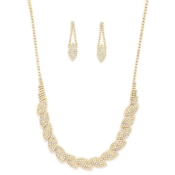 LEAF PATTERN RHINESTONE NECKLACE