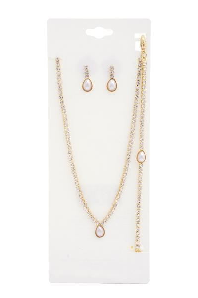 PEARL RHINESTONE BRACELET NECKLACE SET