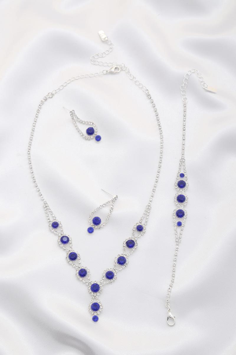 ELEGANT RHINESTONE BRACELET NECKLACE SET