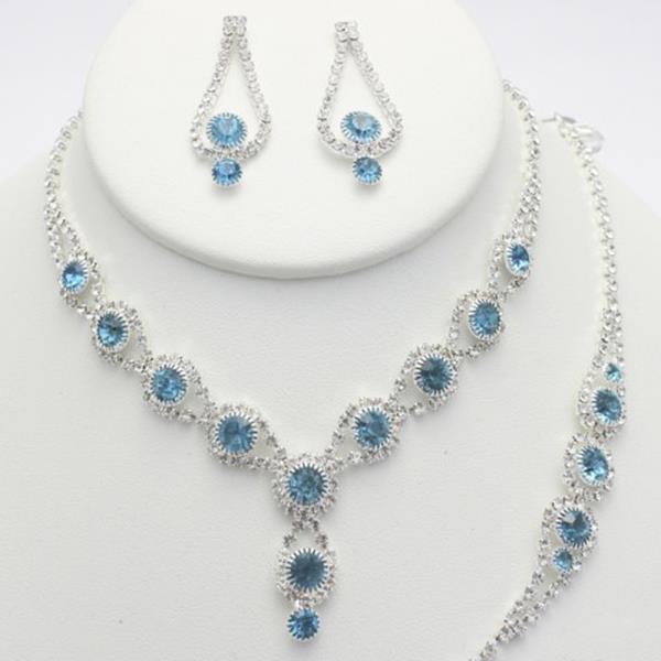 ELEGANT RHINESTONE BRACELET NECKLACE SET