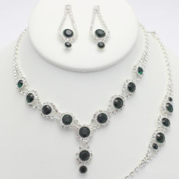 ELEGANT RHINESTONE BRACELET NECKLACE SET