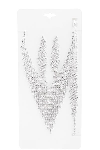 RHINESTONE SHORT NECKLACE BRACELET SET