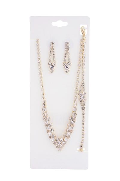 RHINESTONE NECKLACE AND BRACELET SET