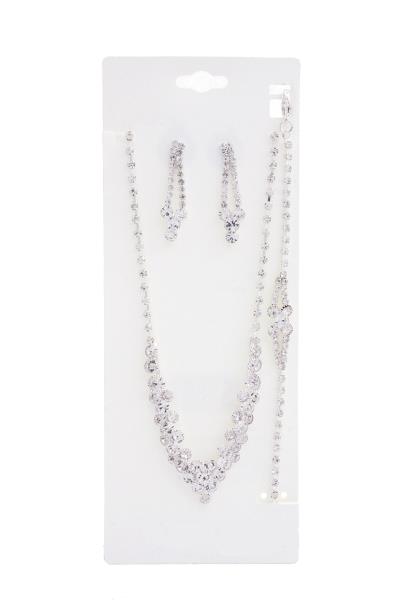 RHINESTONE NECKLACE AND BRACELET SET
