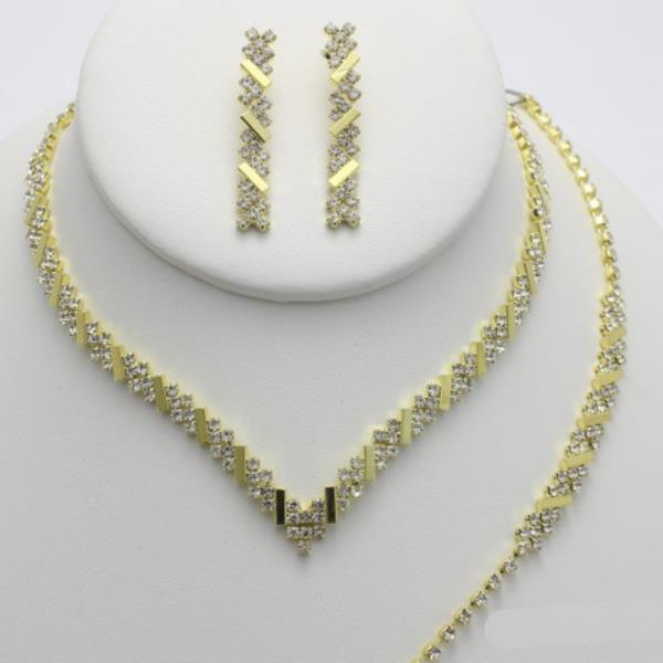 RHINESTONE BRACELET AND NECKLACE SET