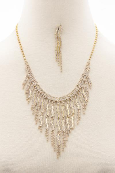 WAVY RHINESTONE NECKLACE