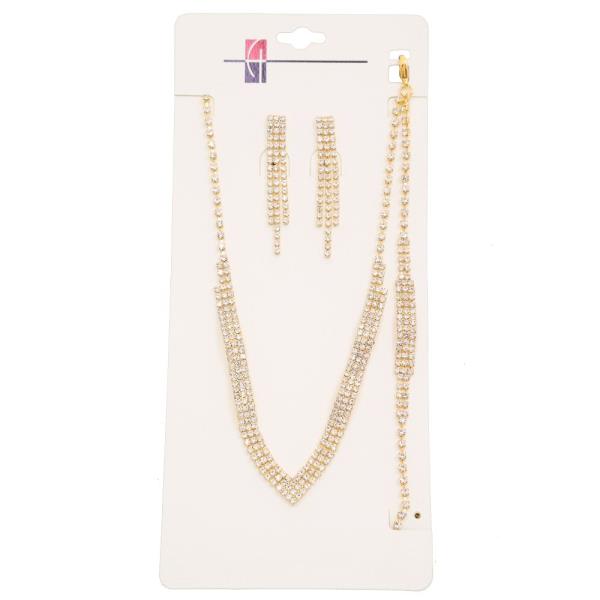 WAVY RHINESTONE BRACELET AND NECKLACE SET