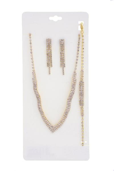 WAVY RHINESTONE BRACELET AND NECKLACE SET