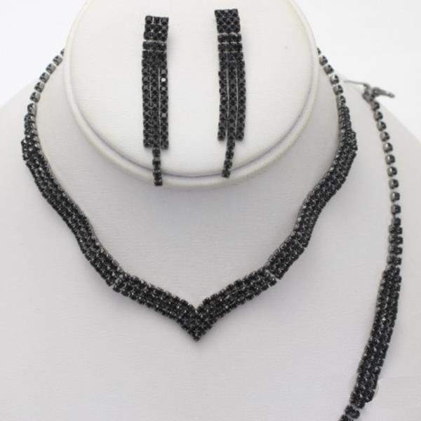 WAVY RHINESTONE BRACELET AND NECKLACE SET