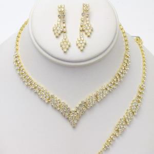 RHINESTONE BRACELET AND NECKLACE SET