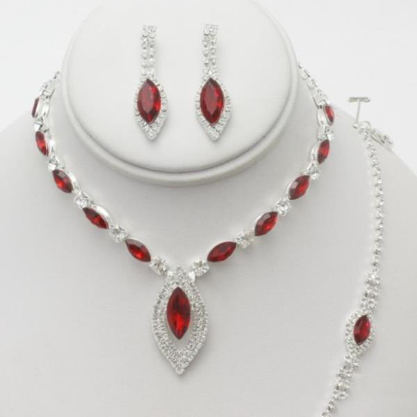 MARQUISE RHINESTONE NECKLACE AND BRACELET SET