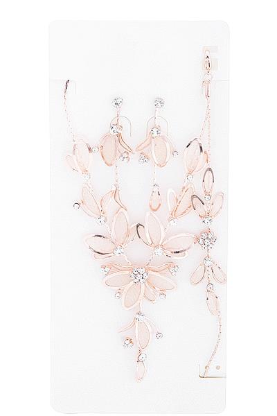 FLORAL CRYSTAL NECKLACE EARRING AND BRACELET SET