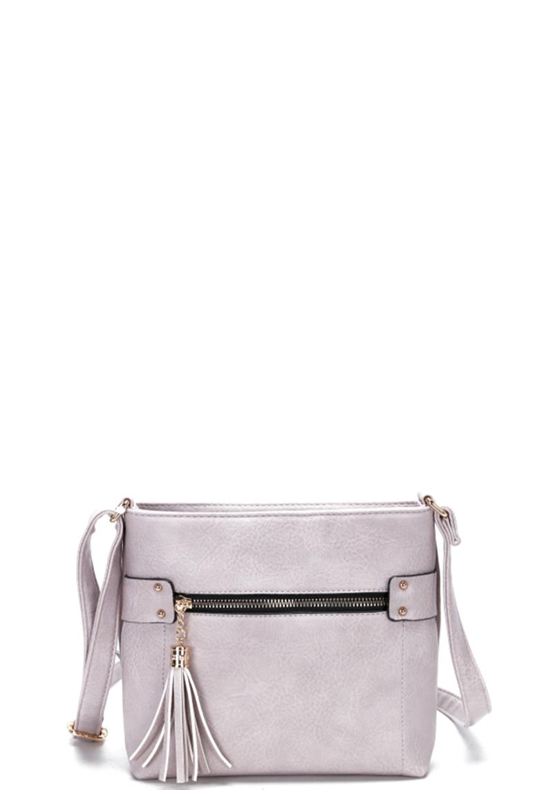 PLAIN TASSEL ZIPPER CROSSBODY BAG