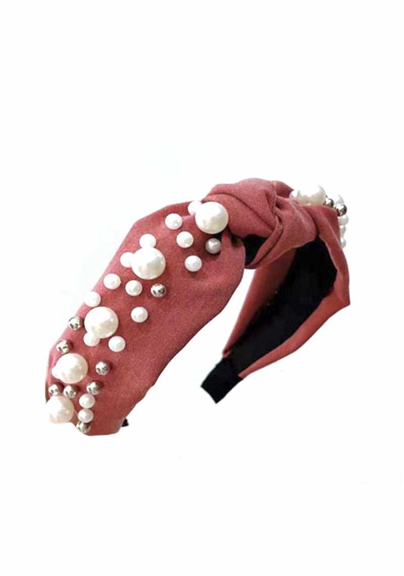 METAL PEARL BALL STUDDED MID KNOT HEADBAND