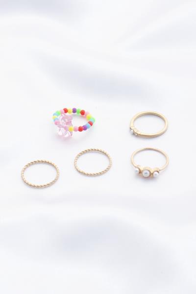 GUMMY BEAR BEADED ASSROTED RING SET