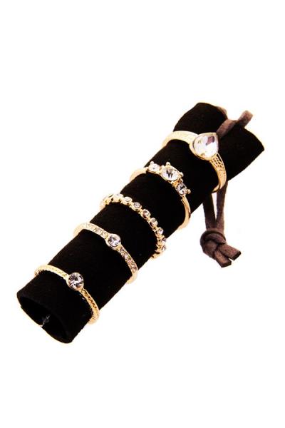 METAL STONE MULTI RING 5PC SET