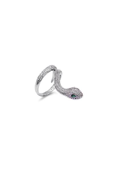 RHINESTONE STAINLESS STEEL SNAKE RING