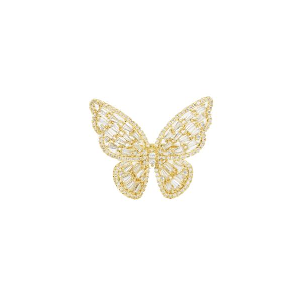 RHINESTONE BUTTERFLY ADJUSTABLE RING