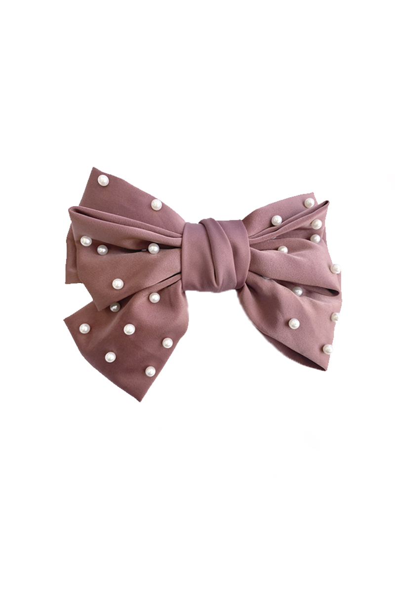 SATIN PEARL STUDDED RIBBON HAIR PIN