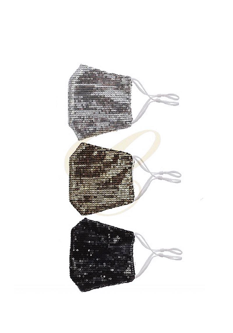 TRENDY MULTI SEQUIN ACCENT FACE MASK WITH FILTER POCKET